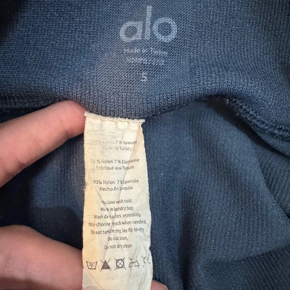 Alo Yoga Seamless Illusion High Waist Laser Cut Leggings Navy Blue Women's Small